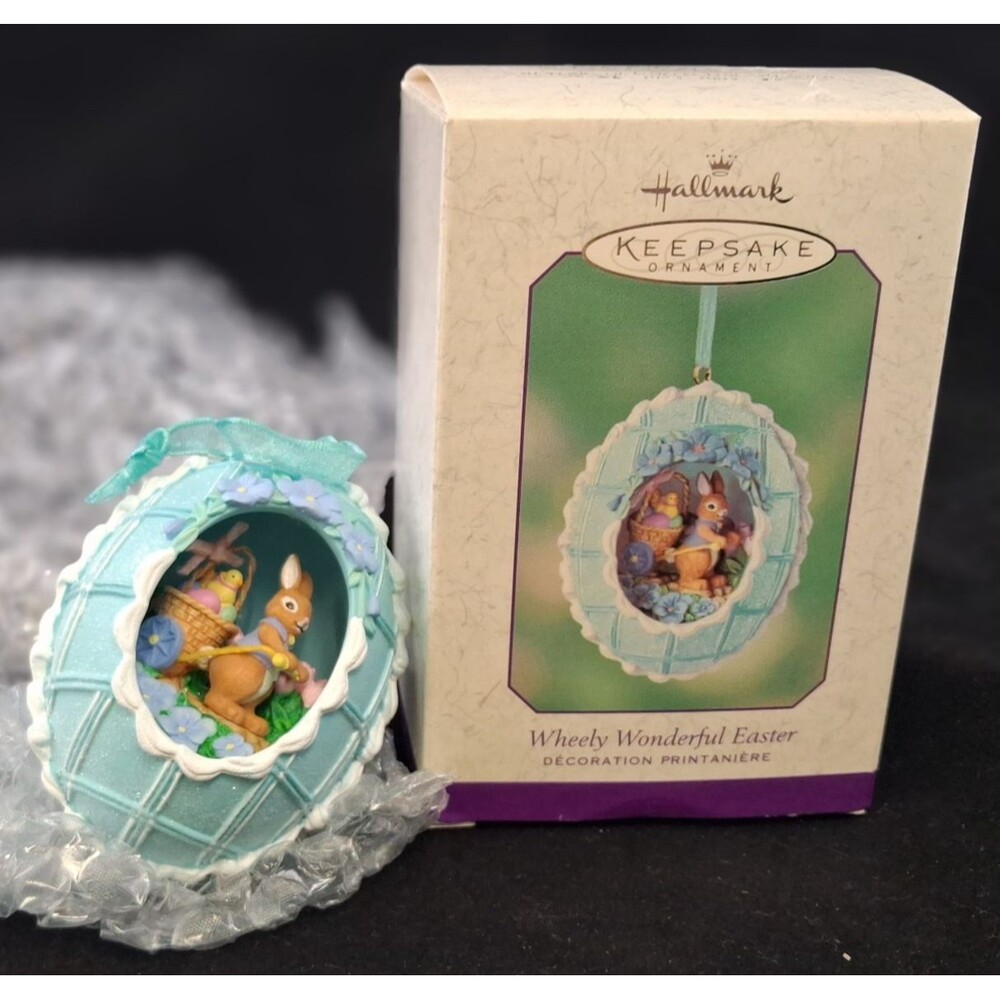 Hallmark Keepsake 2003 Wheely Wonderful Easter Rabbit Chick Egg Hanging Ornament